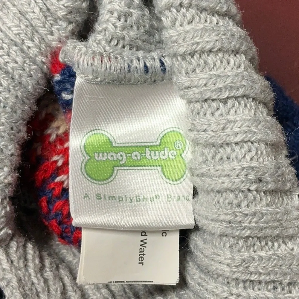 Colorful Knit Dog Sweater with Bone Pattern